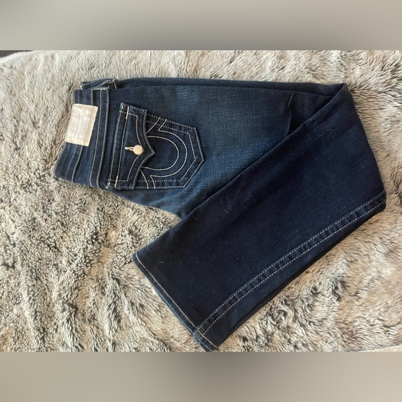 TRUE RELIGION WOMENS WORLD TOUR BECKY BOOTLEG JEANS W/ CRYSTAL BUTTONS SIZE 27 - Picture 12 of 16